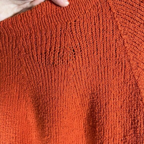 EILEEN FISHER Cotton Roll Neck Knit Sweater Large Orange Cottagecore‎ Fisherman - Picture 7 of 8